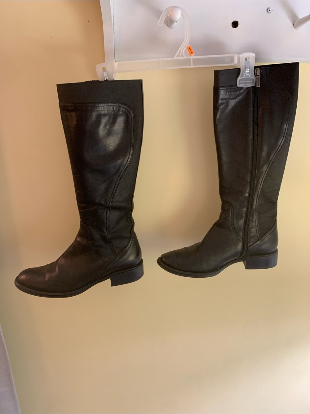 Source Unknown Black Knee-High Leather Riding Boots